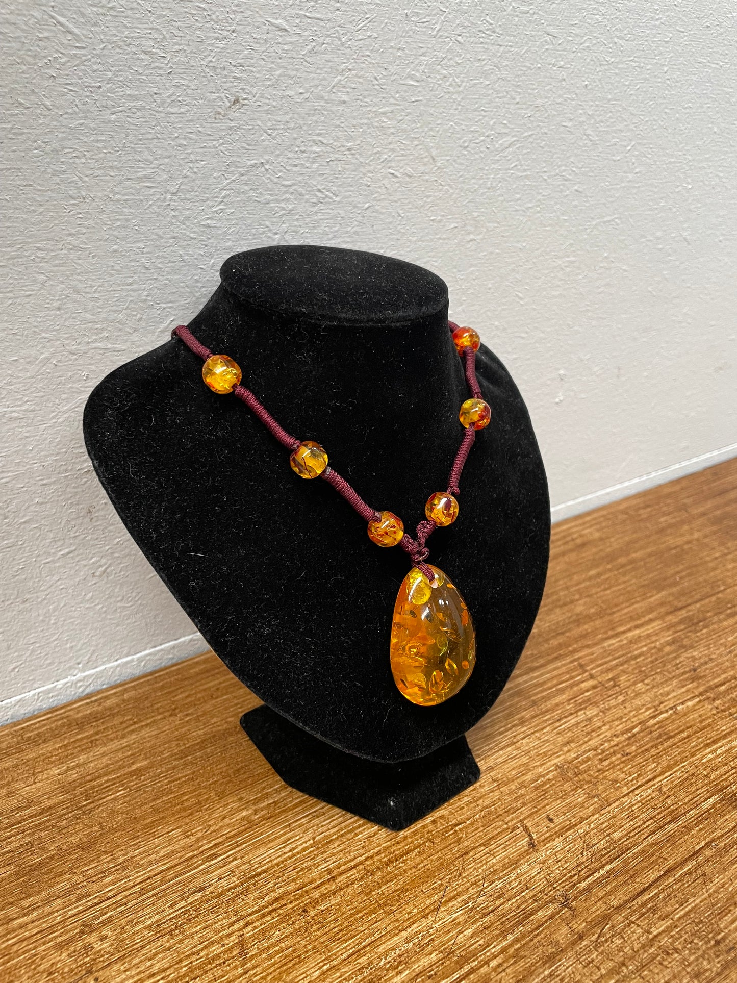 Vintage Baltic Amber Teardrop Necklace