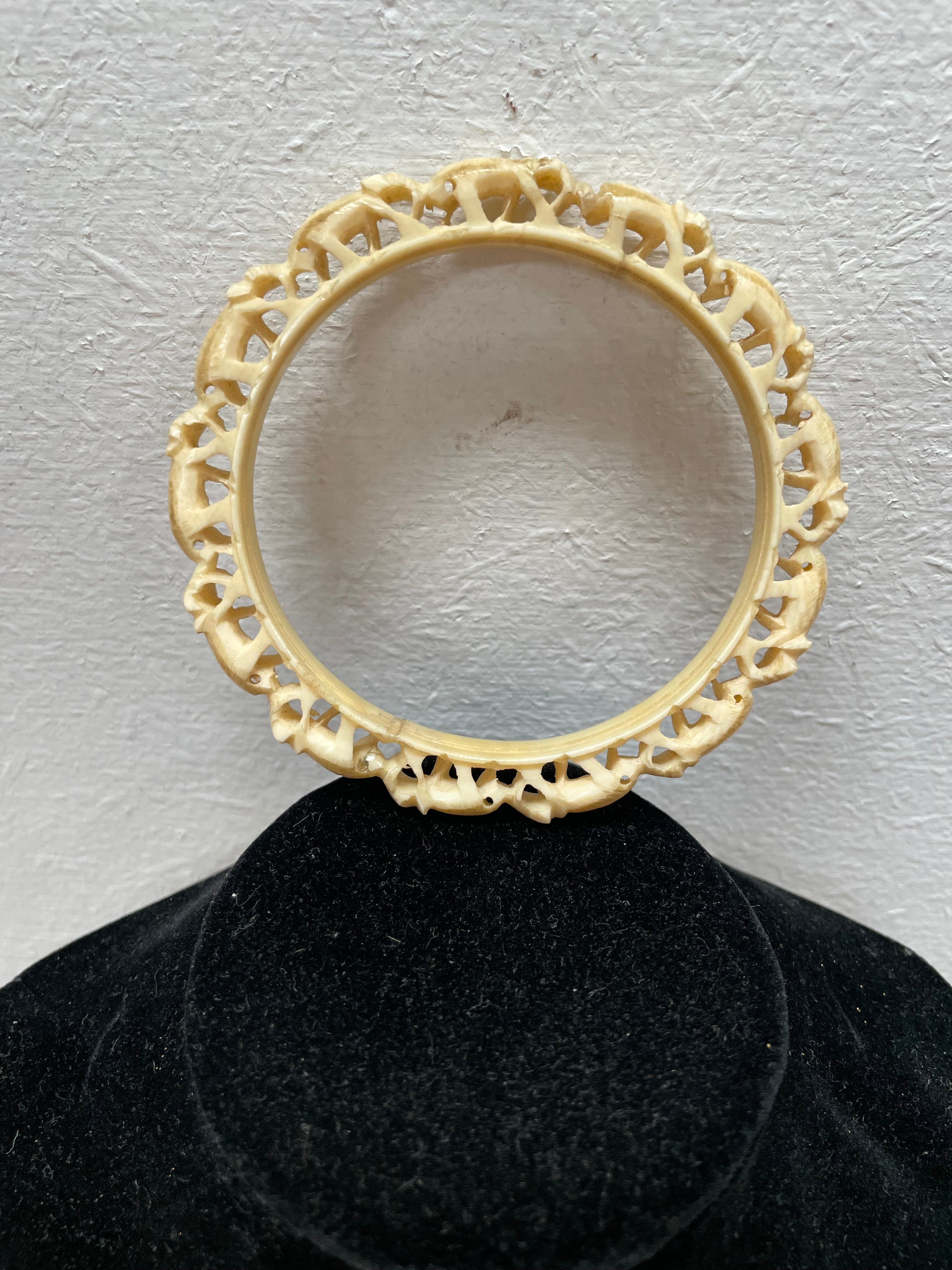 Vintage Carved Bone Elephant Bangle | Antique & Vintage | Moonee Ponds Antiques | Australia Wide Delivery