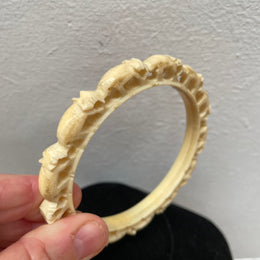 Vintage Carved Bone Elephant Bangle