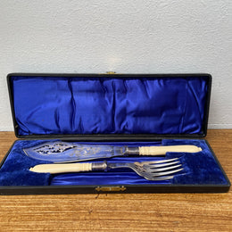 Edwardian  Ivory & Silver Plate Fish Servers