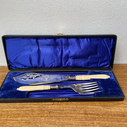 Edwardian  Ivory & Silver Plate Fish Servers