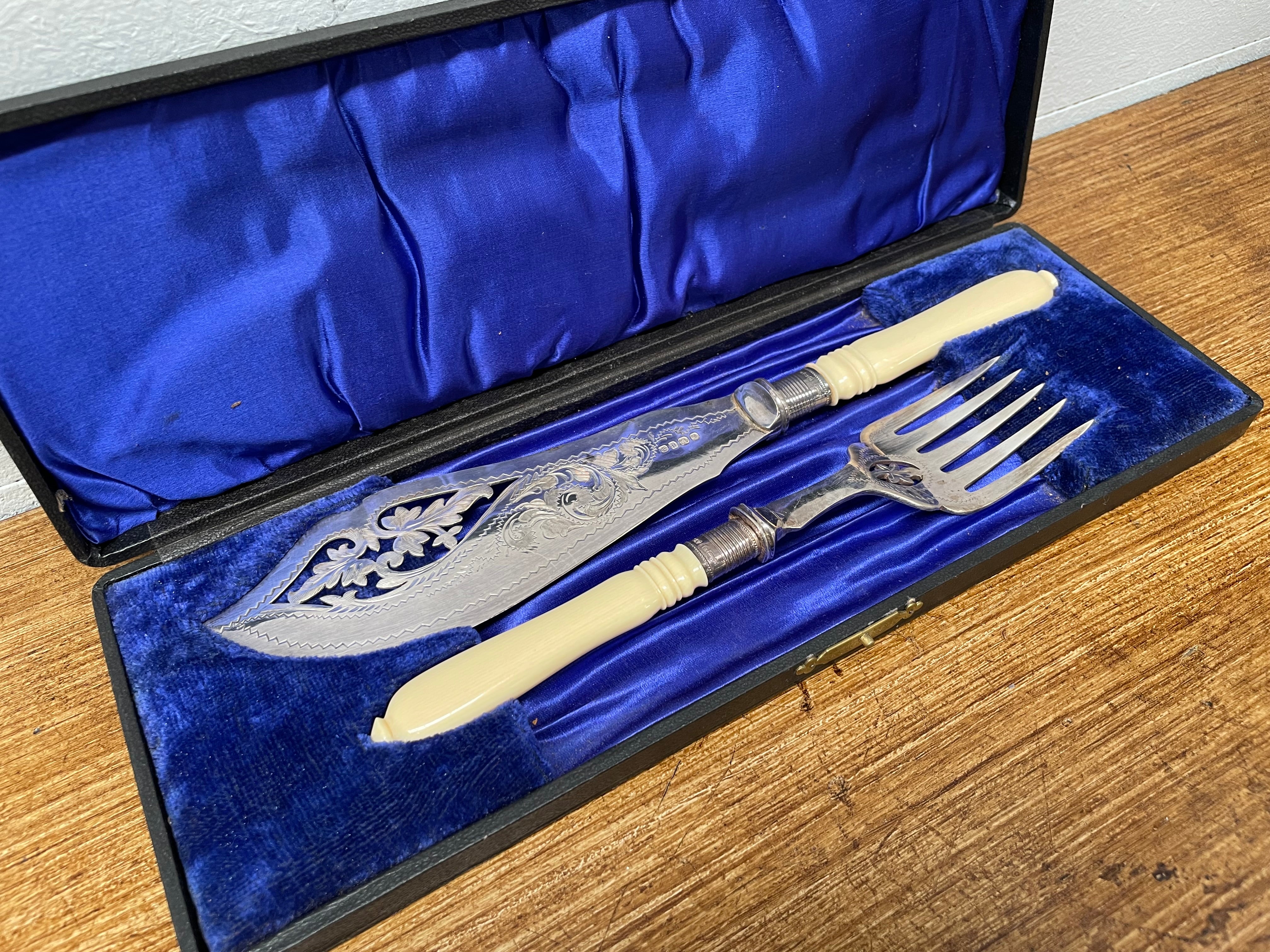 Edwardian Ivory & Silver Plate Fish Servers | Antique & Vintage | Moonee Ponds Antiques | Australia Wide Delivery