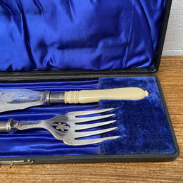 Edwardian  Ivory & Silver Plate Fish Servers