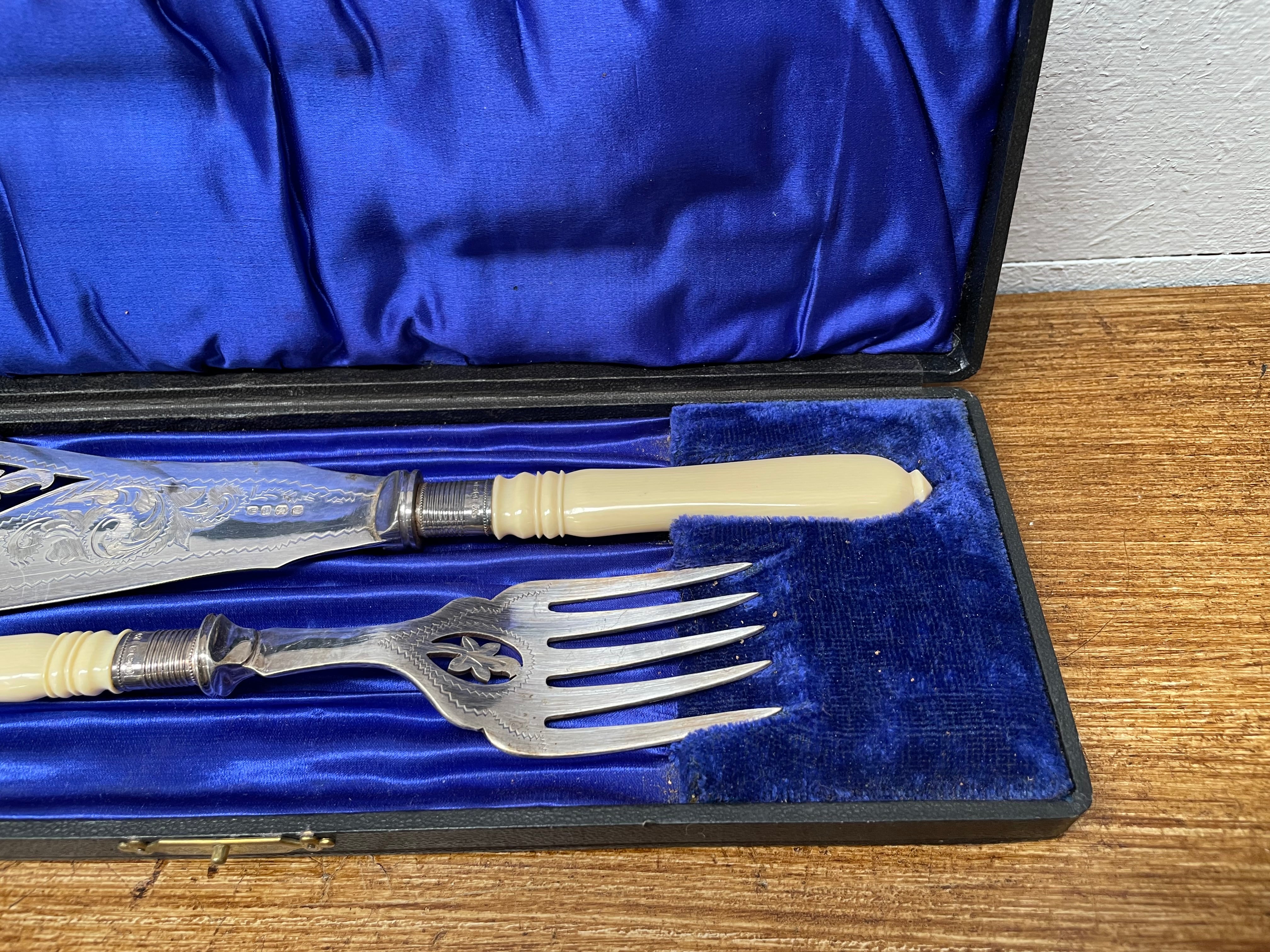 Edwardian Ivory & Silver Plate Fish Servers | Antique & Vintage | Moonee Ponds Antiques | Australia Wide Delivery