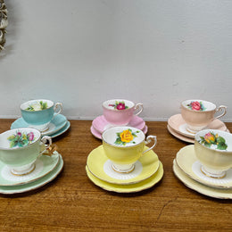 Vintage Set of 6 Roslyn China Trios