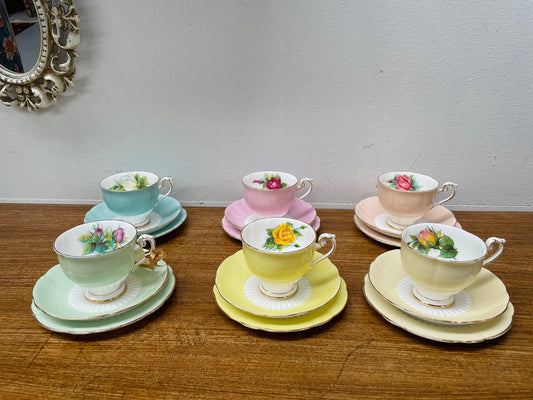 Vintage Set of 6 Roslyn China Trios