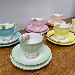 Vintage Set of 6 Roslyn China Trios