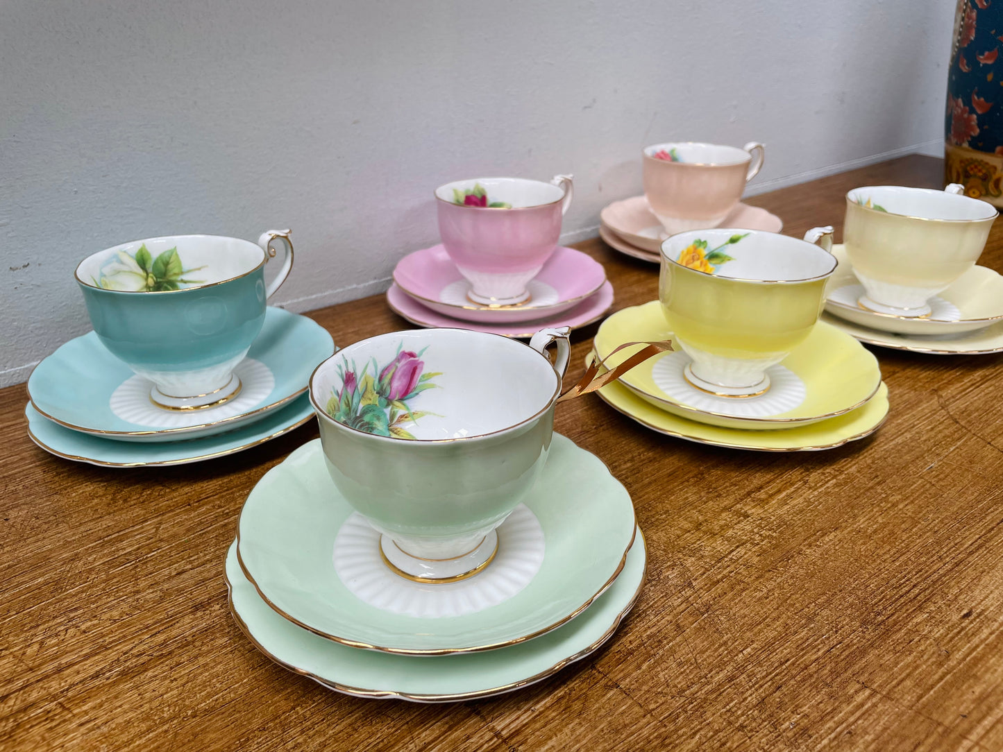 Vintage Set of 6 Roslyn China Trios