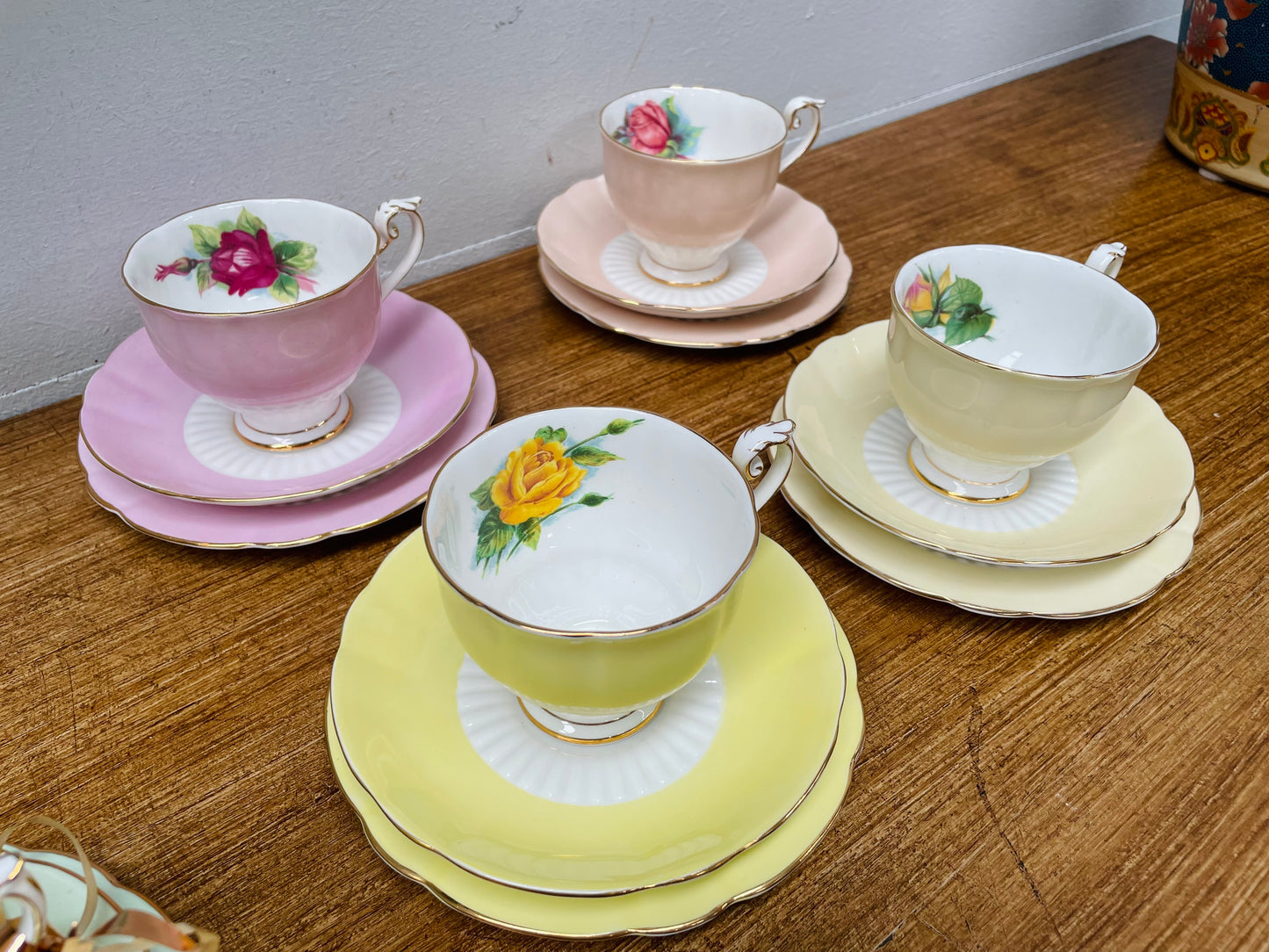 Vintage Set of 6 Roslyn China Trios