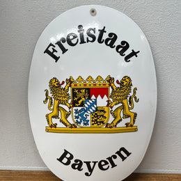 Vintage Enamel Sign "Freistaat Bayern" Coat of Arms of Bavaria