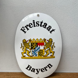 Vintage Enamel Sign "Freistaat Bayern" Coat of Arms of Bavaria