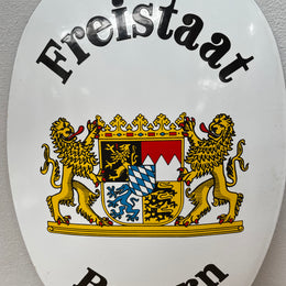 Vintage Enamel Sign "Freistaat Bayern" Coat of Arms of Bavaria