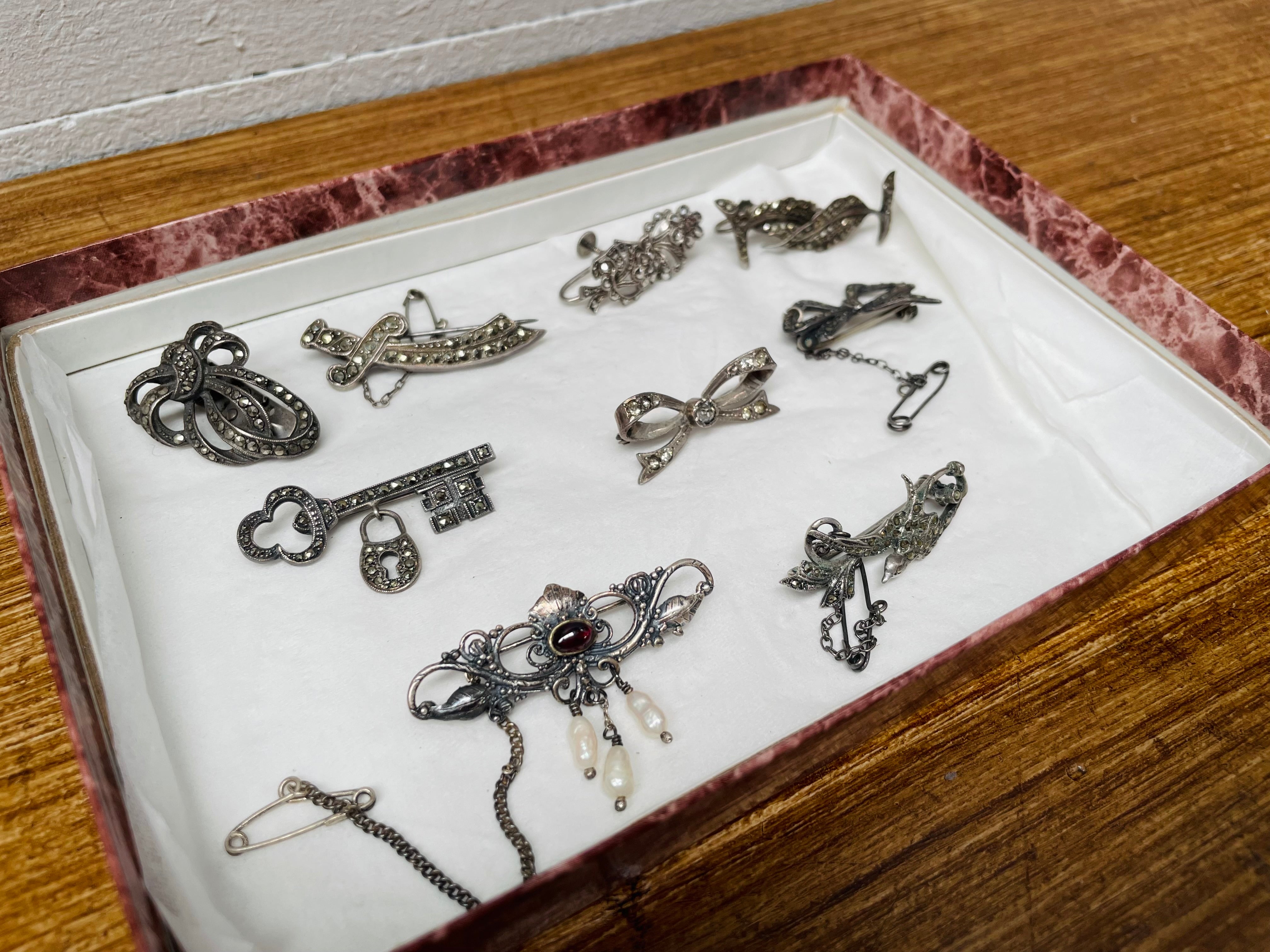 Range Of Vintage Sterling Silver & Marcasite Pieces