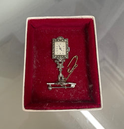 Vintage Sterling Silver & Marcasite Brooch Watch | Antique & Vintage | Moonee Ponds Antiques | Australia Wide Delivery