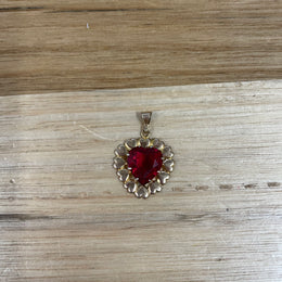 Vintage 9ct Gold Lined Red Stone Pendant