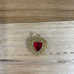 Vintage 9ct Gold Lined Red Stone Pendant