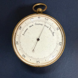 Late 19th Century Gilt Brass Pocket Barometer C: 1890's.