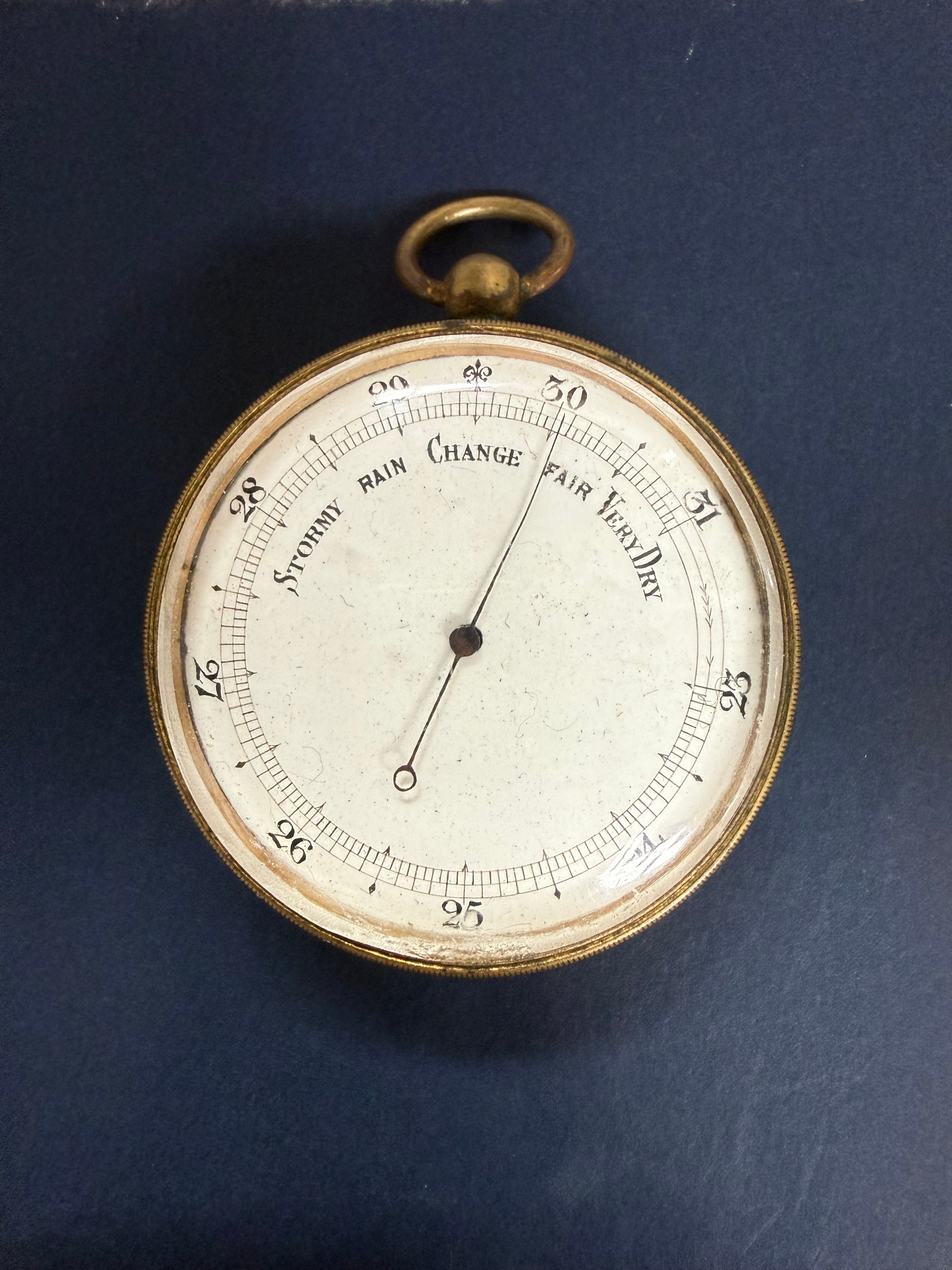 Late 19th Century Gilt Brass Pocket Barometer C: 1890's. | Antique & Vintage | Moonee Ponds Antiques | Australia Wide