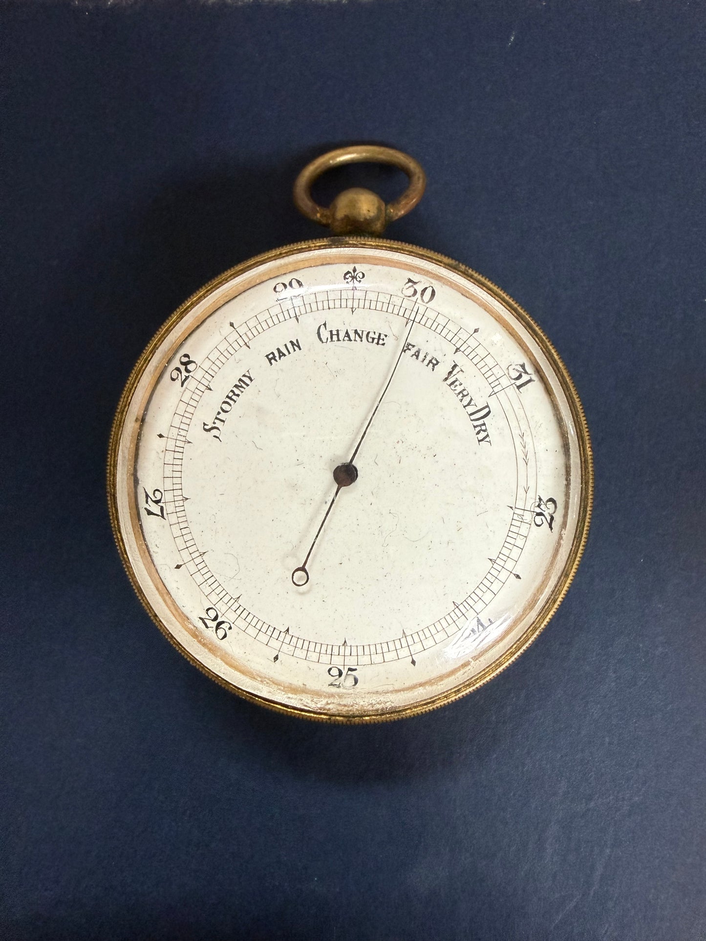 Late 19th Century Gilt Brass Pocket Barometer C: 1890's.