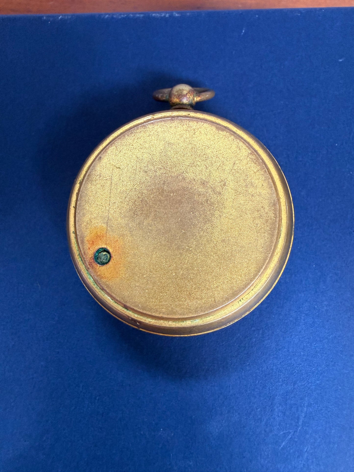 Late 19th Century Gilt Brass Pocket Barometer C: 1890's.