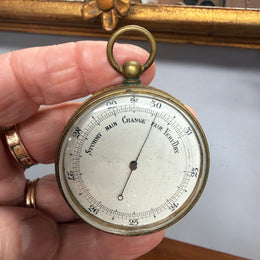 Late 19th Century Gilt Brass Pocket Barometer C: 1890's.