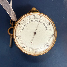 Late 19th Century Gilt Brass Pocket Barometer C: 1890's.