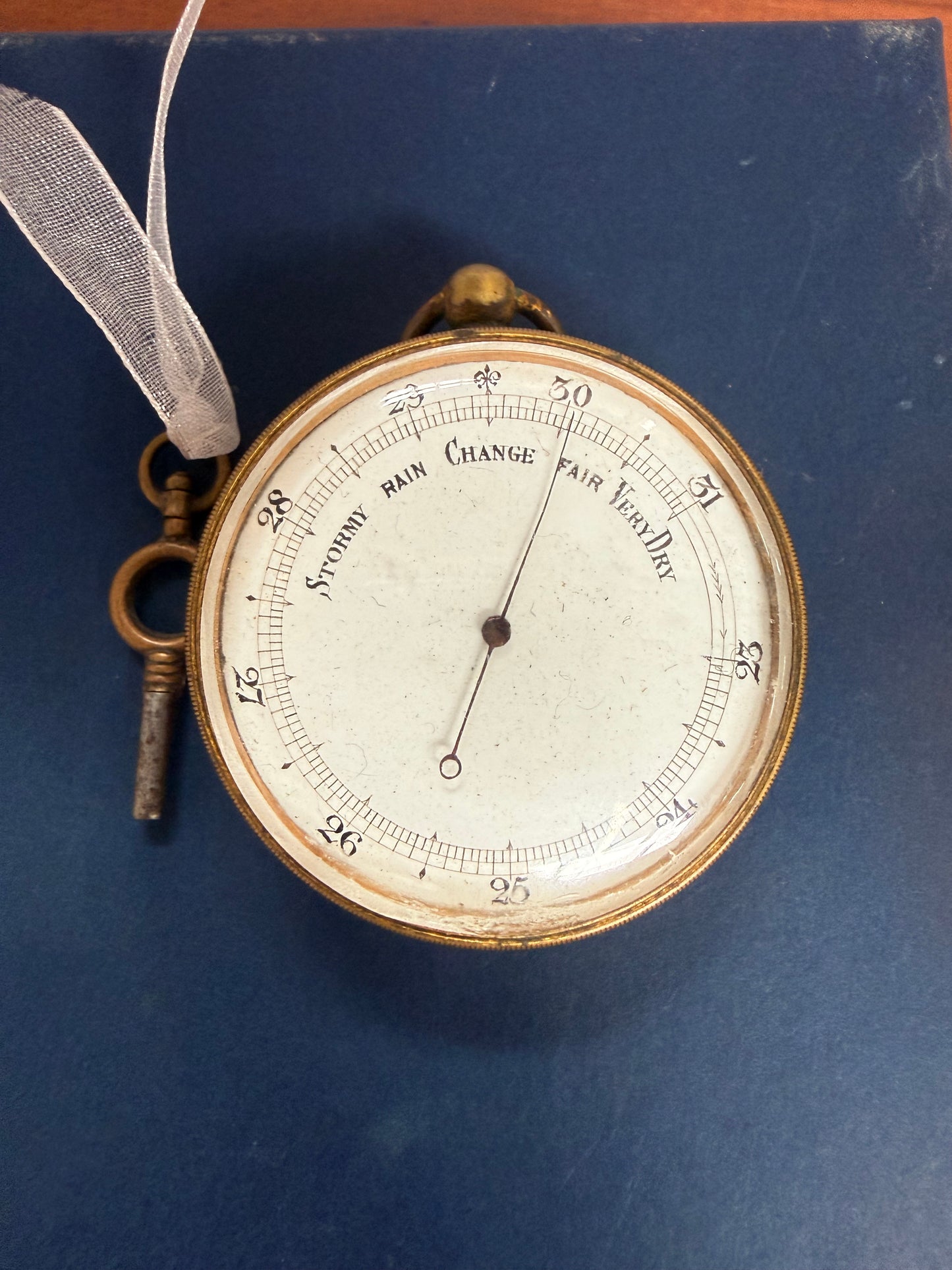 Late 19th Century Gilt Brass Pocket Barometer C: 1890's.