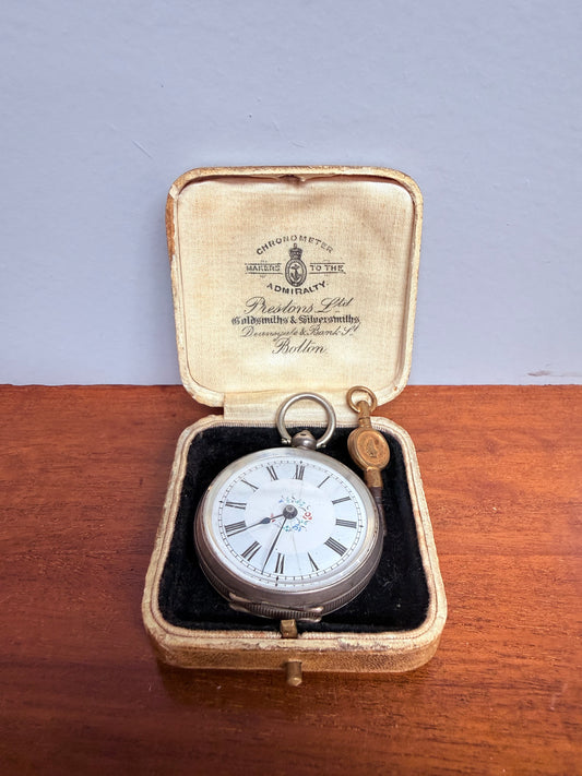 Early 19th Cent. Silver Cased Pocket Watch In Original Case.