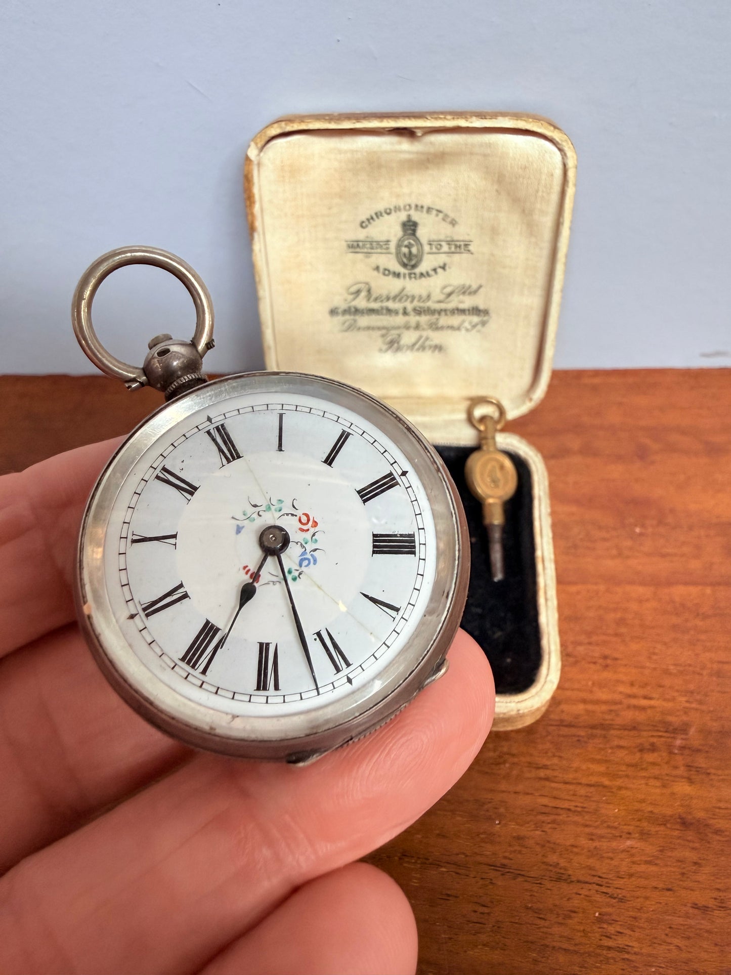 Early 19th Cent. Silver Cased Pocket Watch In Original Case.