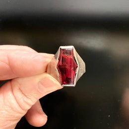 Vintage Modernist Silver & Garnet Ring