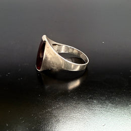 Vintage Modernist Silver & Garnet Ring