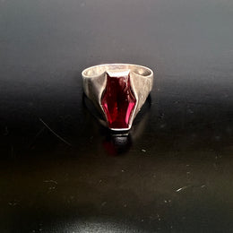 Vintage Modernist Silver & Garnet Ring