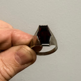 Vintage Modernist Silver & Garnet Ring
