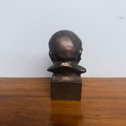 Unusual Bronzed Cast Iron Churchill Bust Paperweight