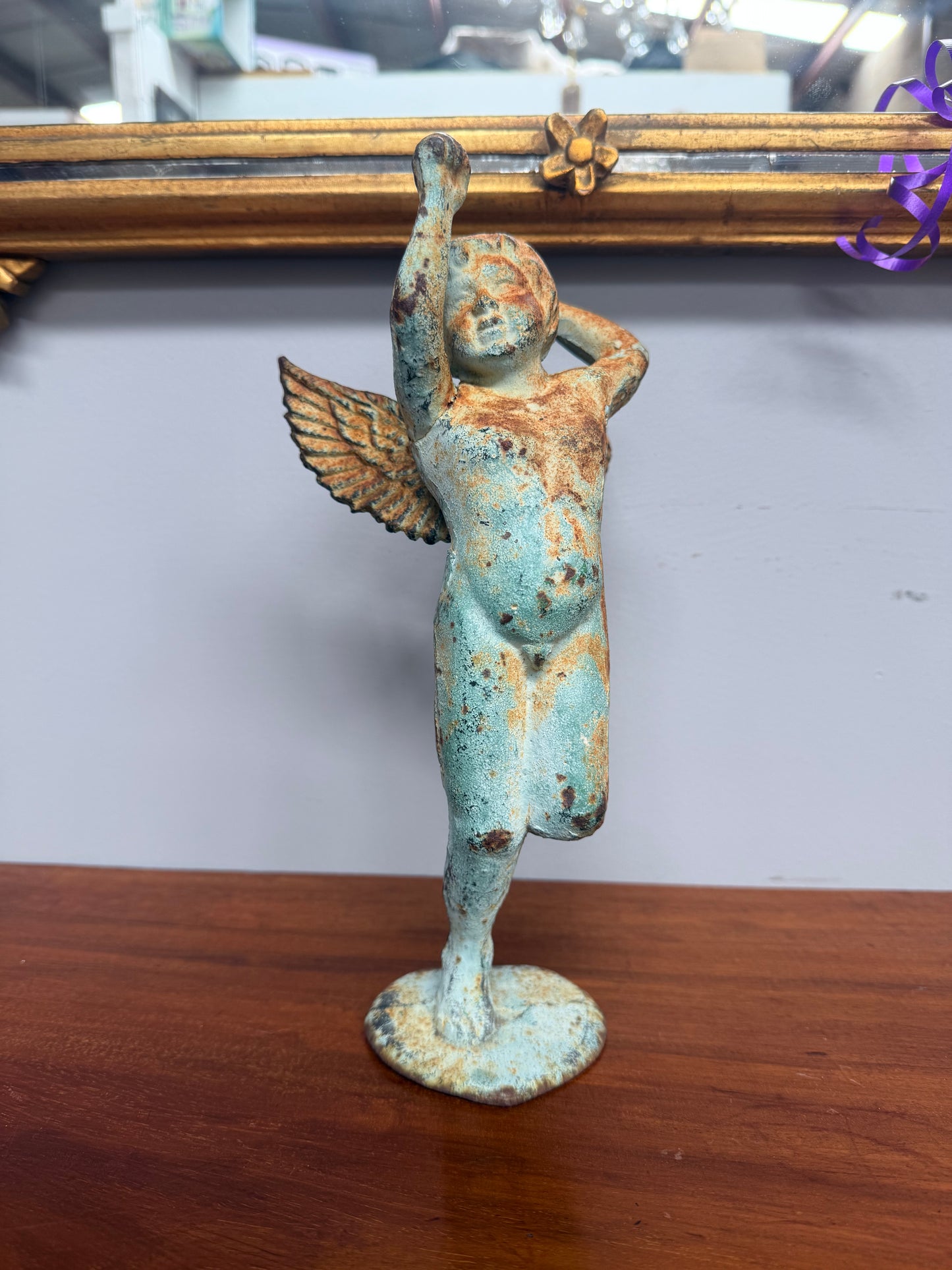 Vintage Cast Iron Cherub Figure