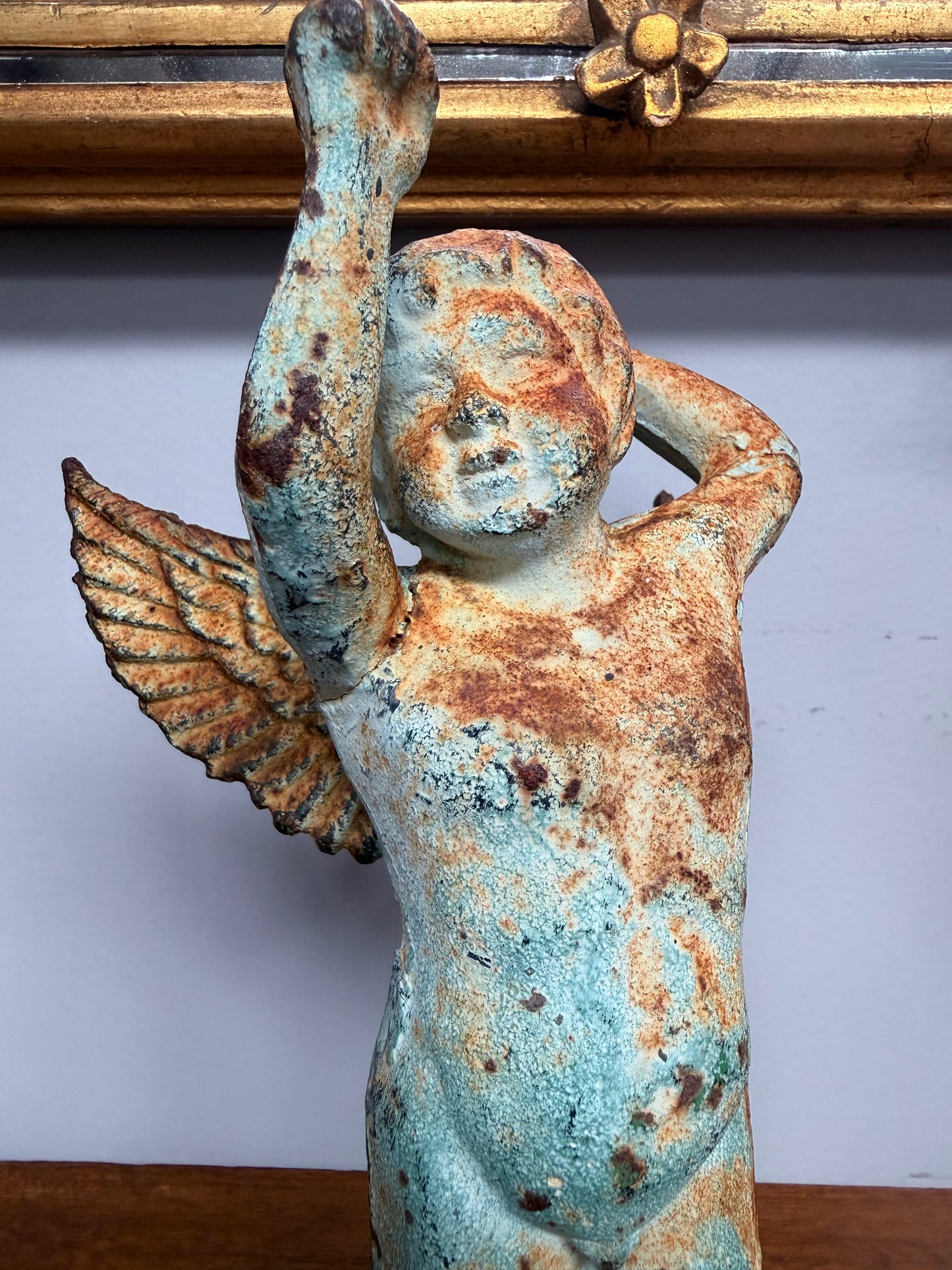 Vintage Cast Iron Cherub Figure