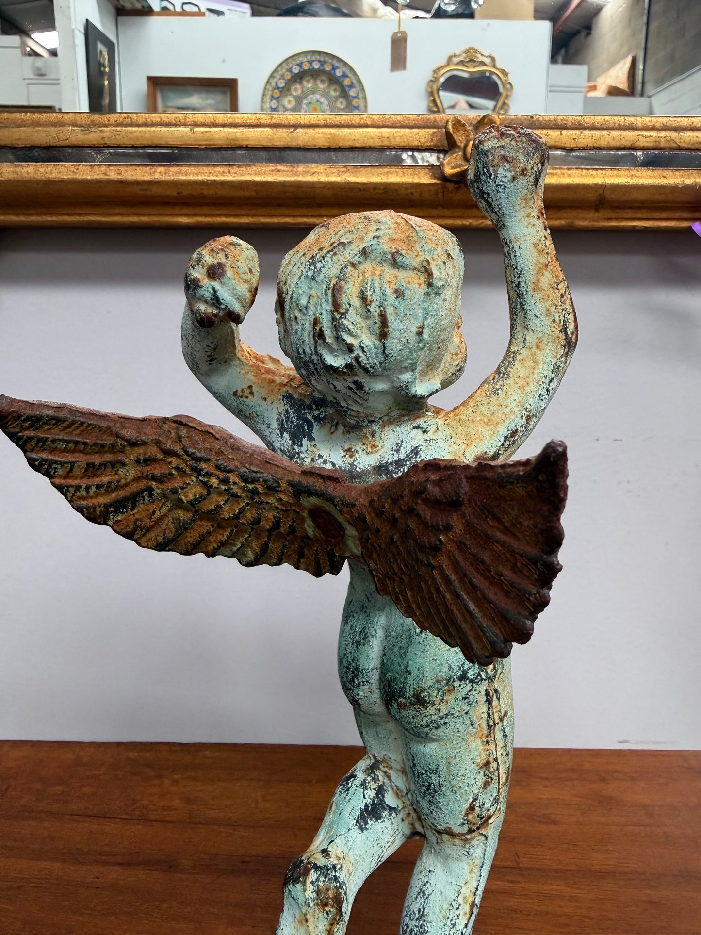 Vintage Cast Iron Cherub Figure