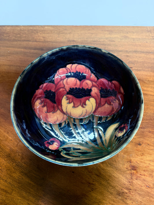 Antique William Moorcroft Ochre Poppies Bowl