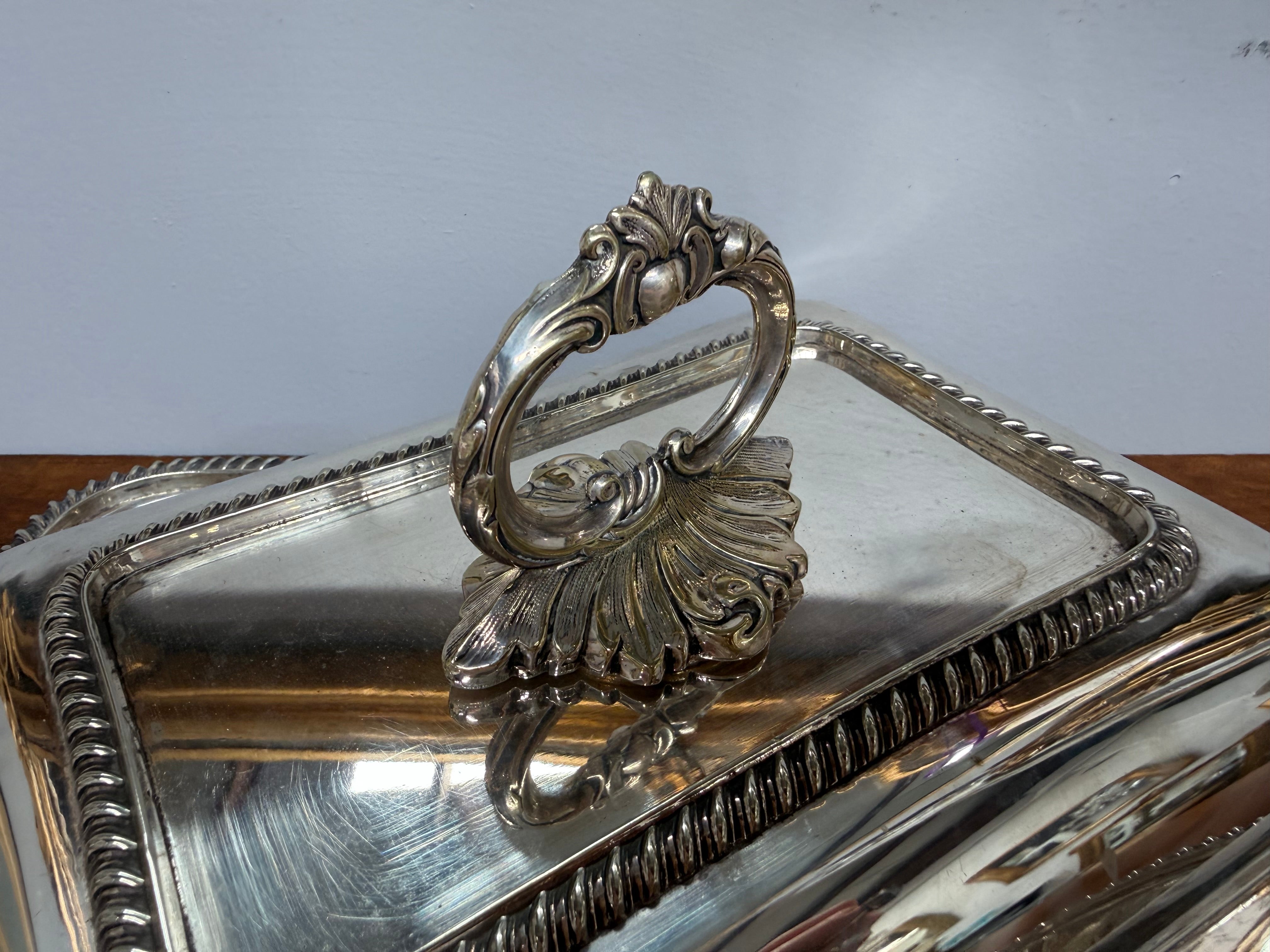 English Silver Plated Serving Dish & Cover | Antique & Vintage | Moonee Ponds Antiques | Australia Wide