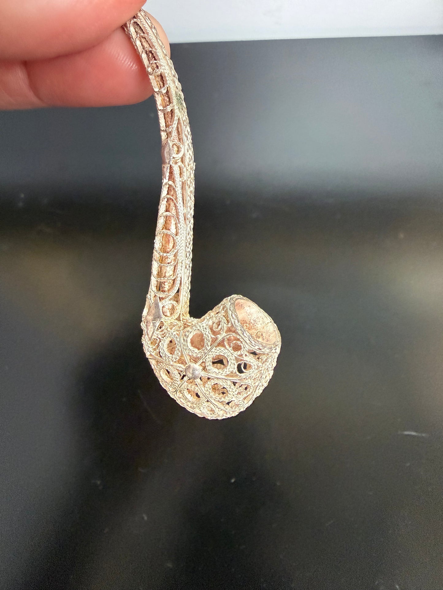 Unusual Silver Filigree  Small Smoking Pipe