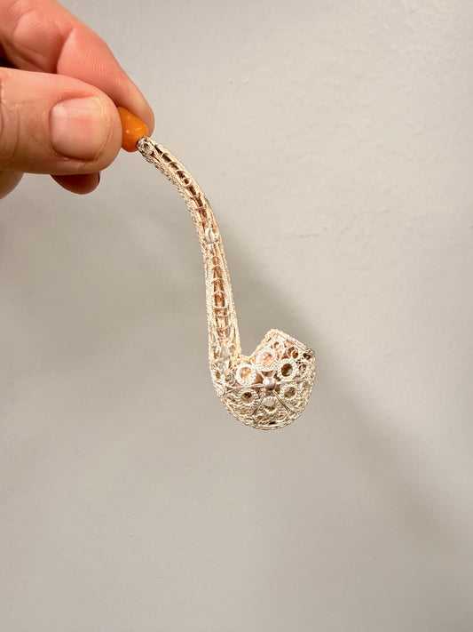 Unusual Silver Filigree  Small Smoking Pipe