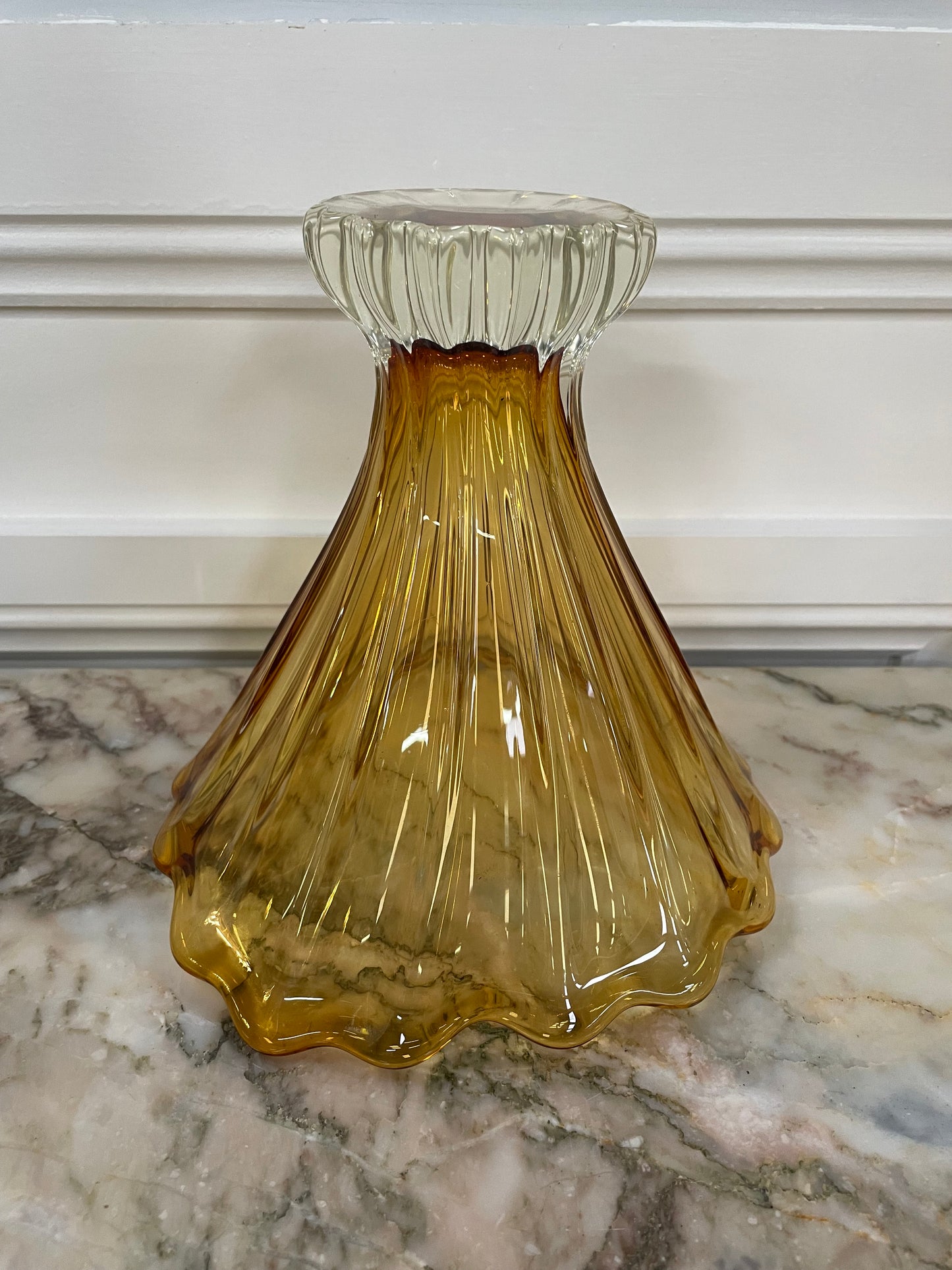 Vintage Amber Colored Art Glass Vase