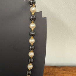 Opera Length Cream and Black Faux Pearls