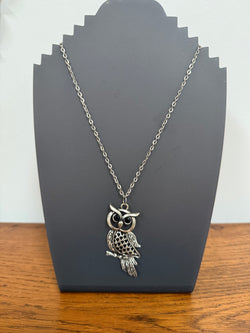 Vintage Silver Colored Owl Pendant & Chain | Antique & Vintage | Moonee Ponds Antiques | Australia Wide Delivery
