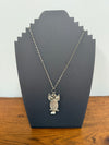 Silver Coloured Owl Pendant With Coloured Stones & Chain | Antique & Vintage | Moonee Ponds Antiques | Australia Wide Delivery