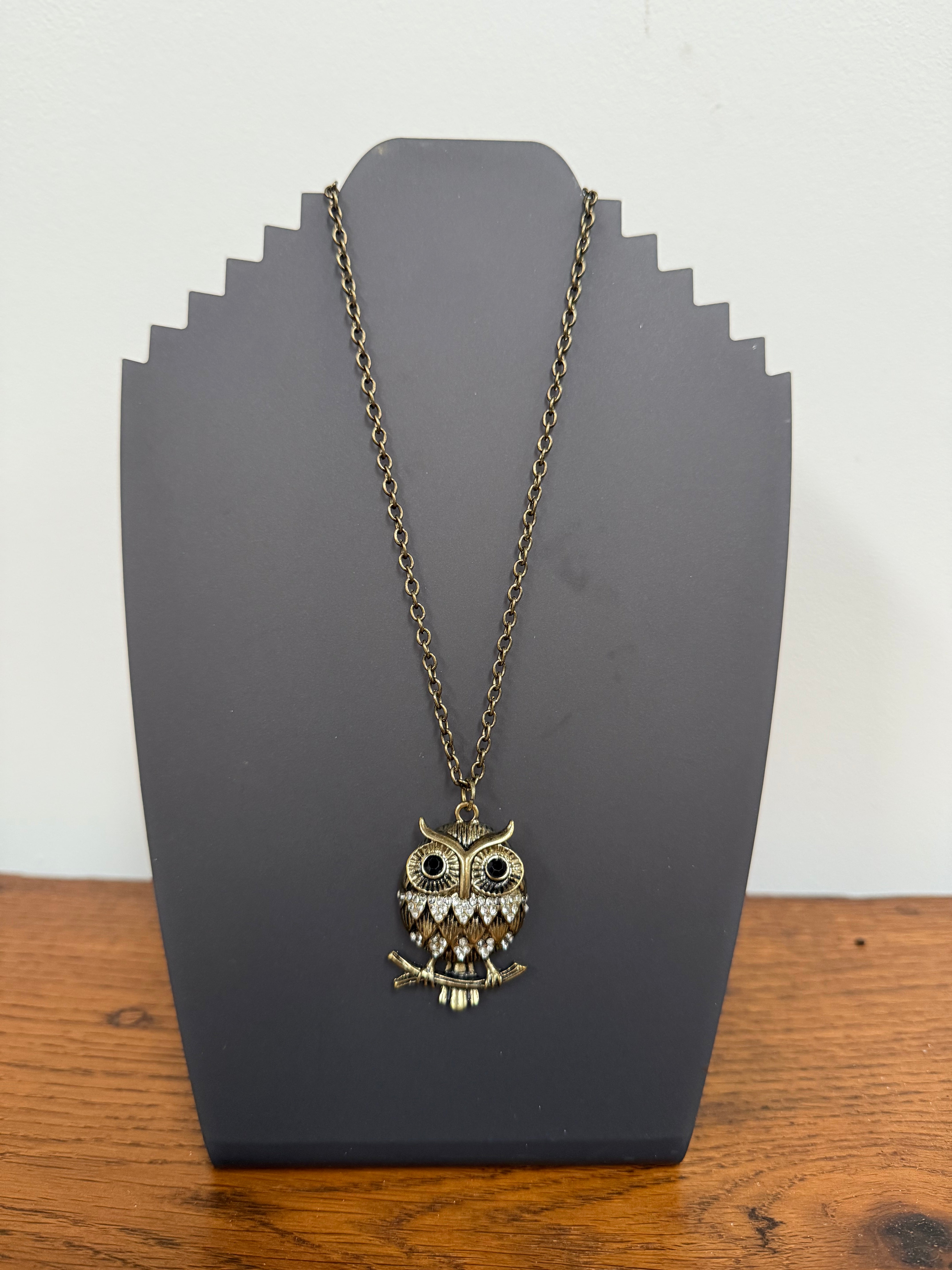 Vintage Gold Coloured Owl Pendant & Chain | Antique & Vintage | Moonee Ponds Antiques | Australia Wide Delivery