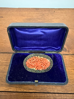 Antique Chinese Carved Coral Clip Brooch | Antique & Vintage | Moonee Ponds Antiques | Australia Wide Delivery