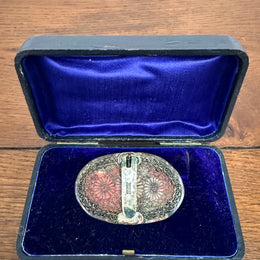 Antique Chinese Carved Coral Clip Brooch