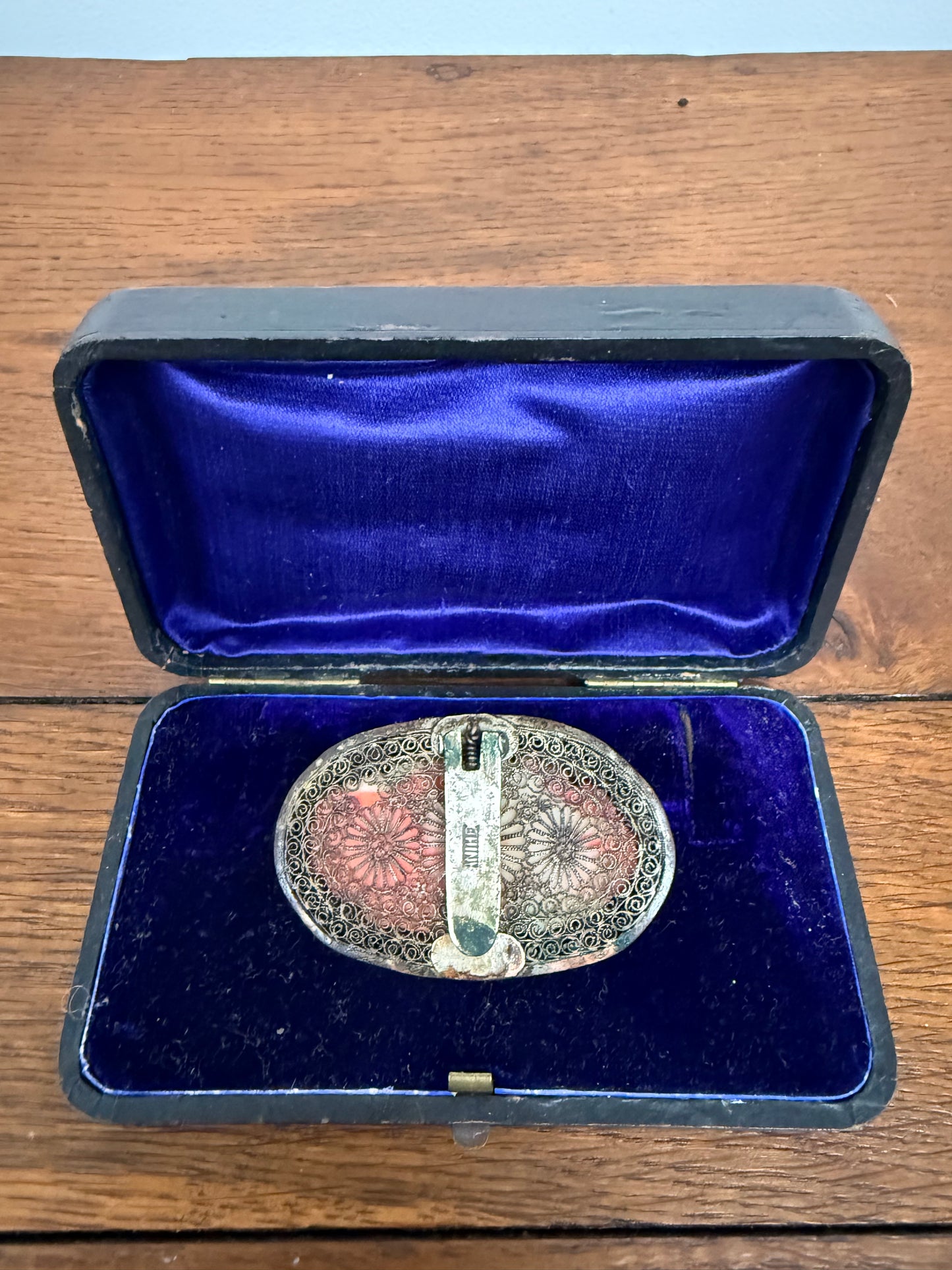 Antique Chinese Carved Coral Clip Brooch