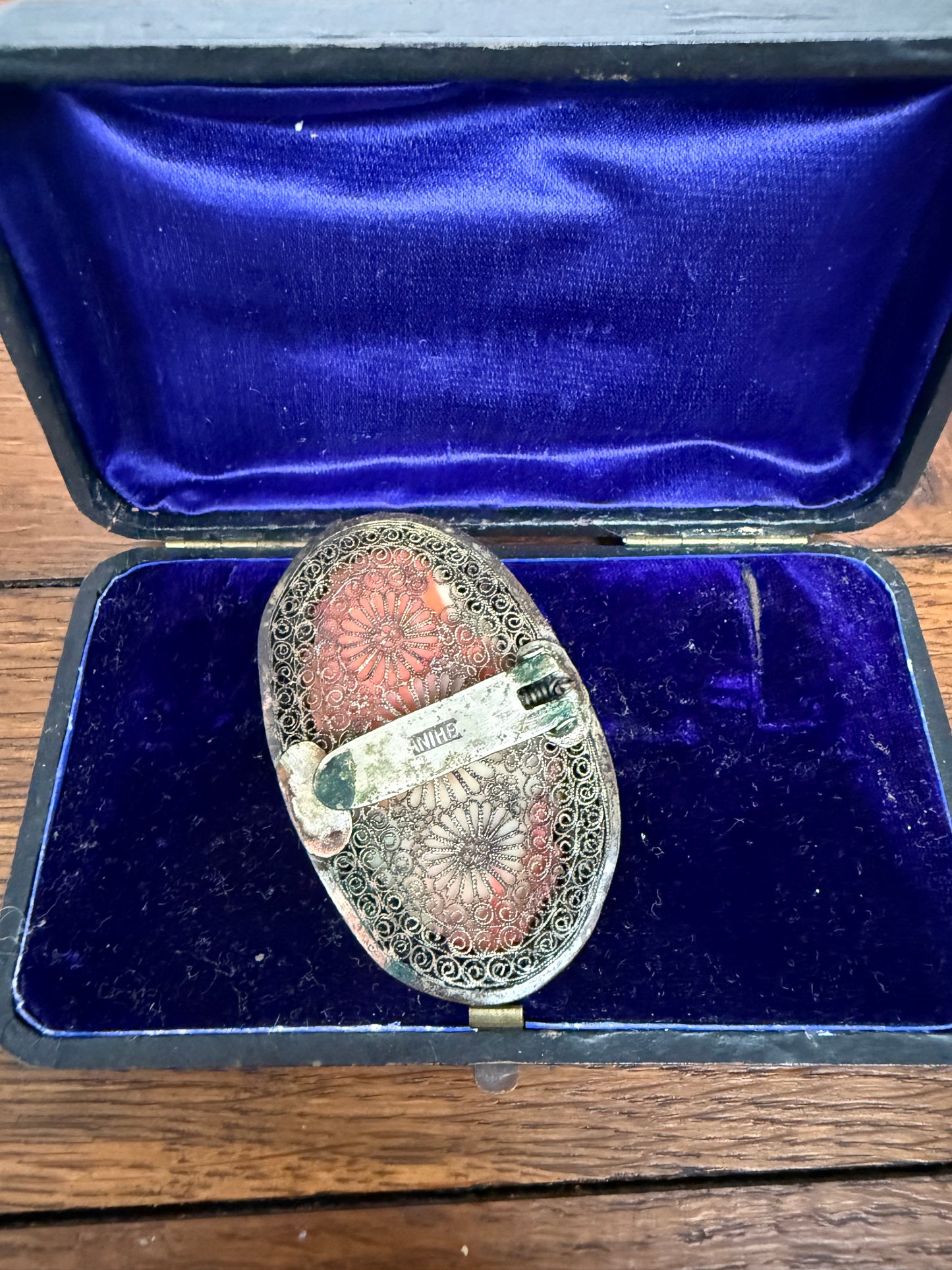 Antique Chinese Carved Coral Clip Brooch